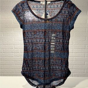 Red and Blue Fitted Cap Sleeve Bodysuit